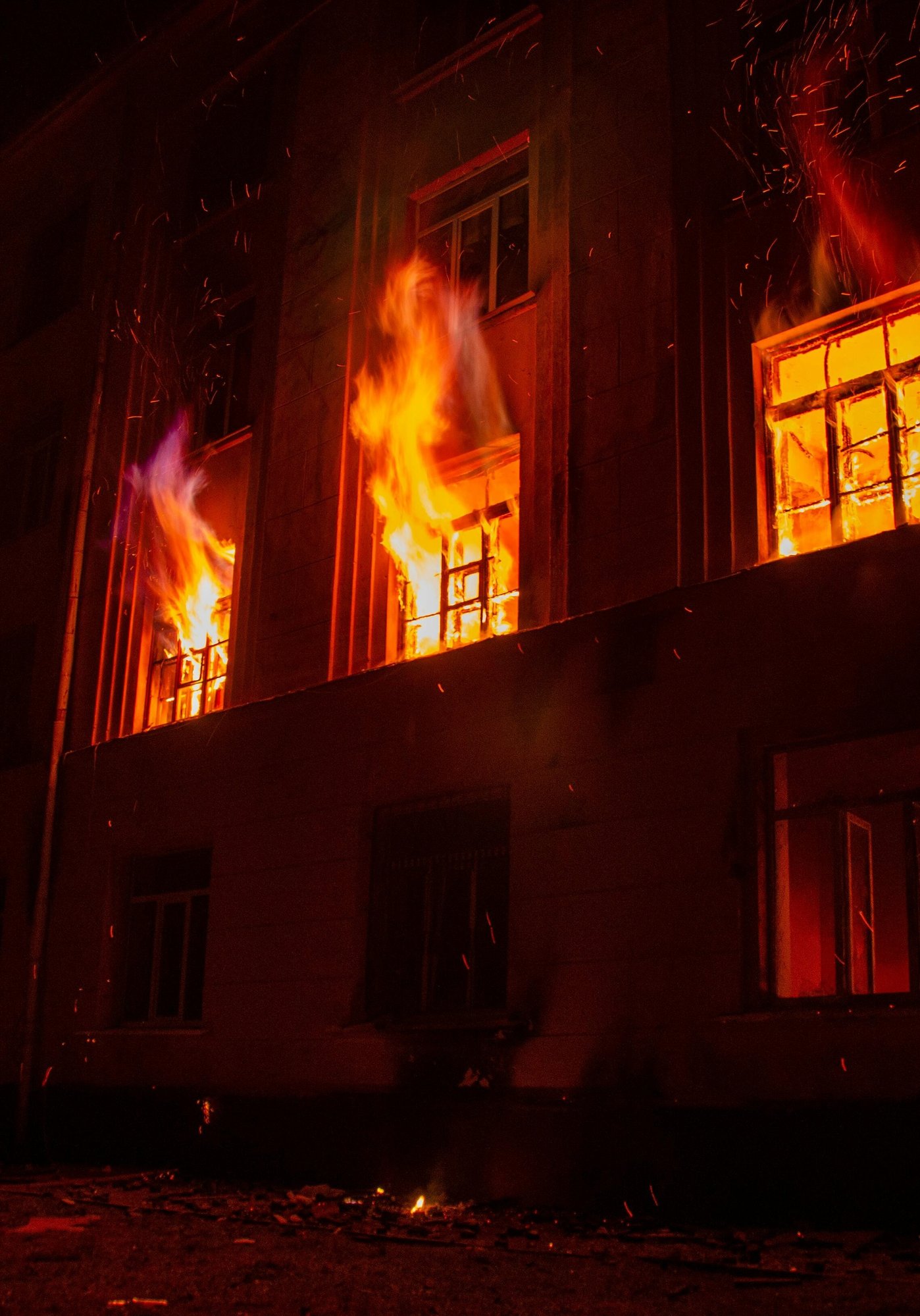 Burning building Burning building